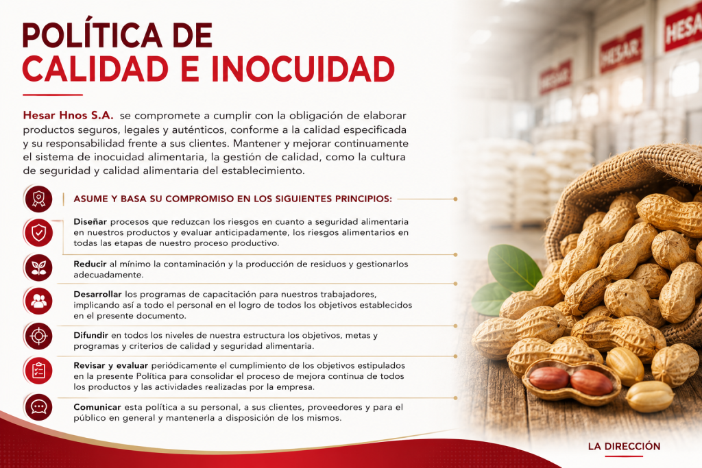 POLÍTICA DE CALIDAD E INOCUIDAD